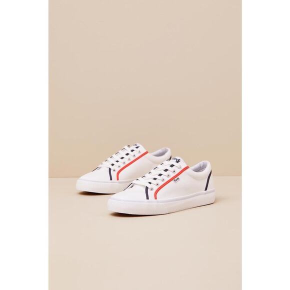 Keds Jump Kick White and Red Canvas Pop Binding Lace-Up Sneakers - Picture 1 of 5